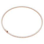 Matrix Tennis necklace Round cut, White, 18K rose gold finish